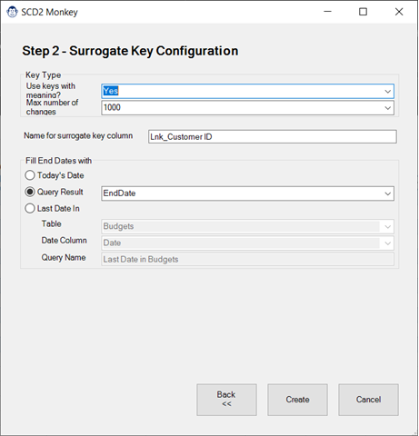 SCD2 Monkey - Step 2 - Configured Keys