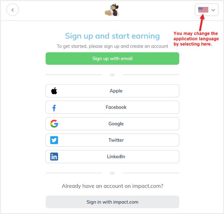 Step 3: Creating a user account for the Monkey Tools affiliate program