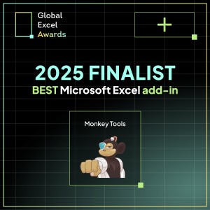 Image showing that Monkey Tools has been selected as a finalist for the Best Microsoft Excel Add-in of 2025