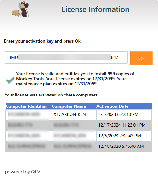 Reviewing the current license activations