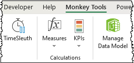 We can customize the Monkey Tools Tab to ad existing Excel commands to it